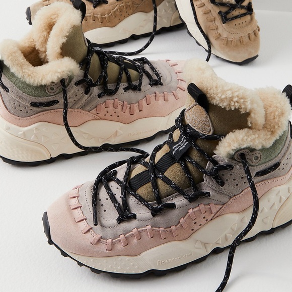 NWOT Flower Mountain + Free People Shearling Suede Sneakers...